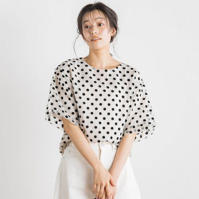フロッキードットブラウス≪手洗い可能≫