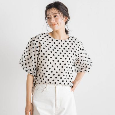 フロッキードットブラウス≪手洗い可能≫