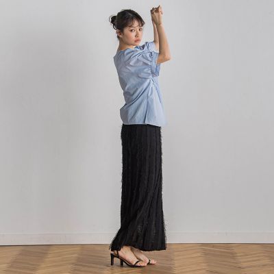 WEB限定】カラミタンブラーリボンブラウス≪手洗い可能