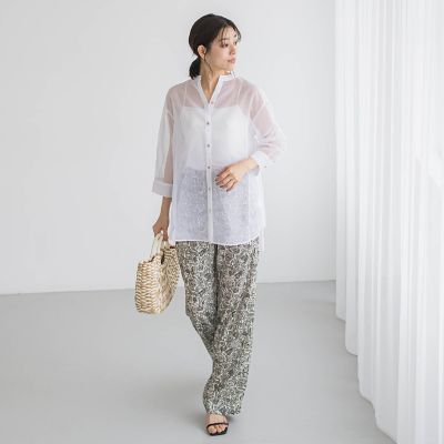 【ＷＥＢ限定】シアーリネンライクＢＡＣＫリボンシャツ≪手洗い可能≫