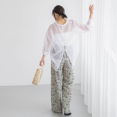【ＷＥＢ限定】シアーリネンライクＢＡＣＫリボンシャツ≪手洗い可能≫