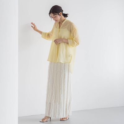 【ＷＥＢ限定】シアーリネンライクＢＡＣＫリボンシャツ≪手洗い可能≫
