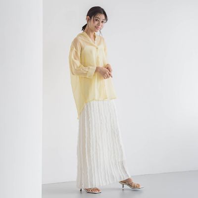 【ＷＥＢ限定】シアーリネンライクＢＡＣＫリボンシャツ≪手洗い可能≫