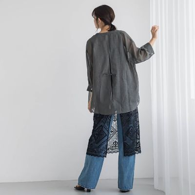 【ＷＥＢ限定】シアーリネンライクＢＡＣＫリボンシャツ≪手洗い可能≫