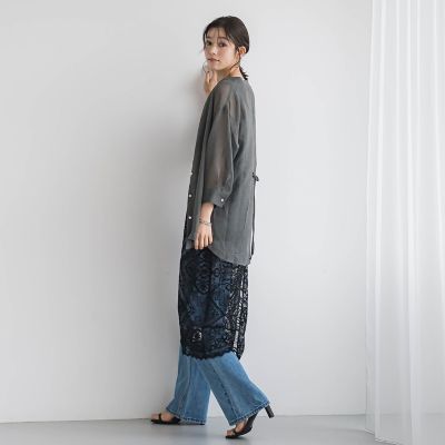 【ＷＥＢ限定】シアーリネンライクＢＡＣＫリボンシャツ≪手洗い可能≫
