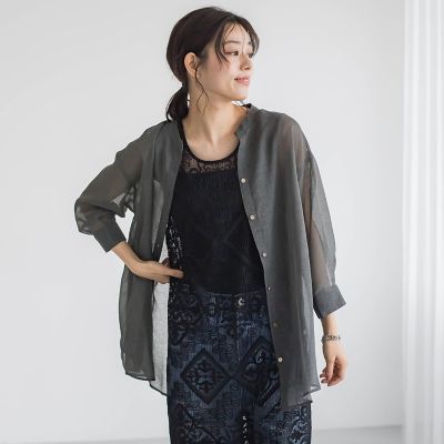 【ＷＥＢ限定】シアーリネンライクＢＡＣＫリボンシャツ≪手洗い可能≫