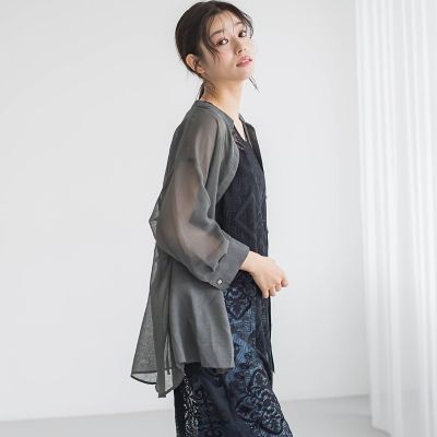 【ＷＥＢ限定】シアーリネンライクＢＡＣＫリボンシャツ≪手洗い可能≫