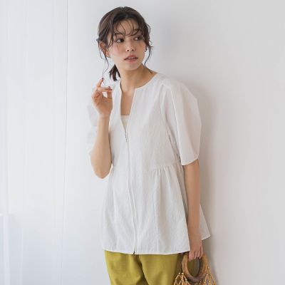 ＜Droite lautreamont (Women)＞カラミタンブラーＺＩＰブラウス≪手洗い可能≫