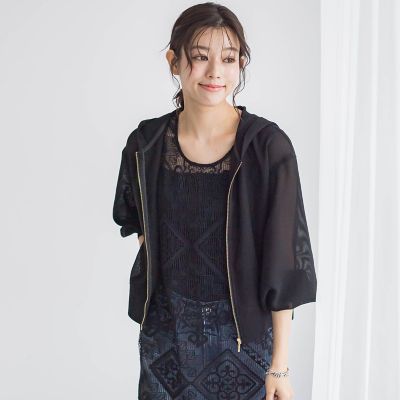 変わり織りメッシュパーカー≪手洗い可能≫