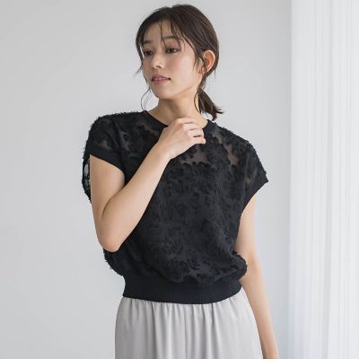 シアーカットジャガードブラウス≪洗濯機で洗える≫