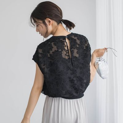 シアーカットジャガードブラウス≪洗濯機で洗える≫