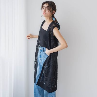 刺繍レースジレ≪手洗い可能≫