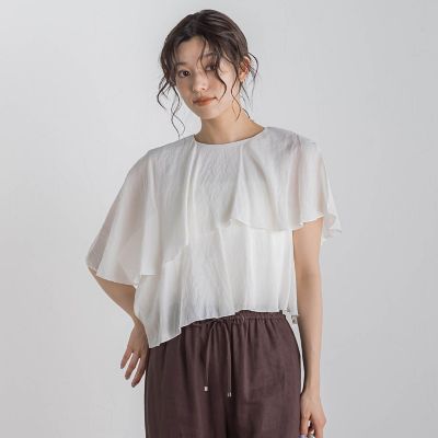 【ＷＥＢ限定】気流染めティアードブラウス≪手洗い可能≫