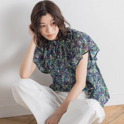 【ＷＥＢ限定】フラワープリントブラウス≪手洗い可能≫