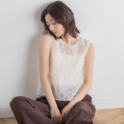 ＜Droite lautreamont (Women)＞リボンカットジャガードブラウス≪手洗い可能≫