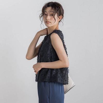 リボンカットジャガードブラウス≪手洗い可能≫