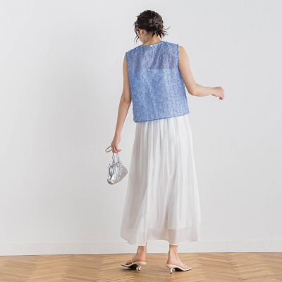 リボンカットジャガードブラウス≪手洗い可能≫