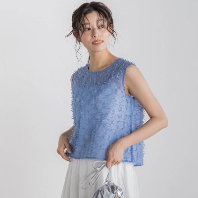 リボンカットジャガードブラウス≪手洗い可能≫