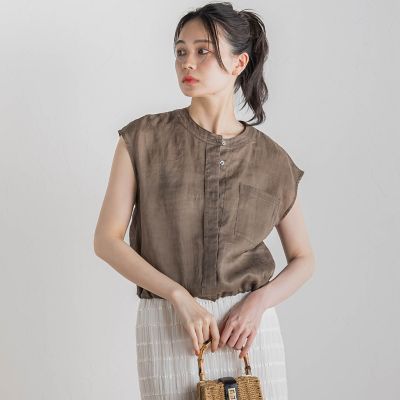 リネンドロストノースリブラウス≪手洗い可能≫