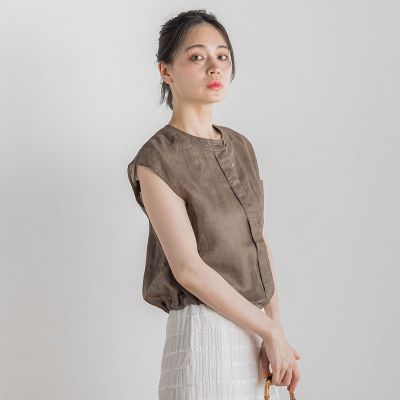 リネンドロストノースリブラウス≪手洗い可能≫