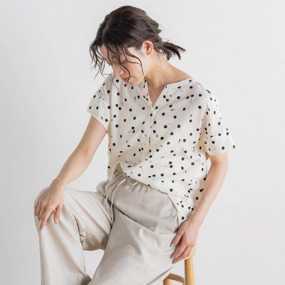 ＜Droite lautreamont (Women)＞サクランボドットプリントブラウス≪手洗い可能≫