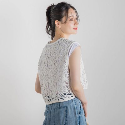 コットンレースベスト≪手洗い可能≫ | Droite lautreamont (Women