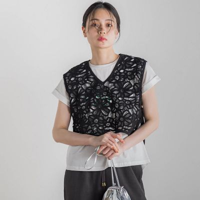 コットンレースベスト≪手洗い可能≫ | Droite lautreamont (Women