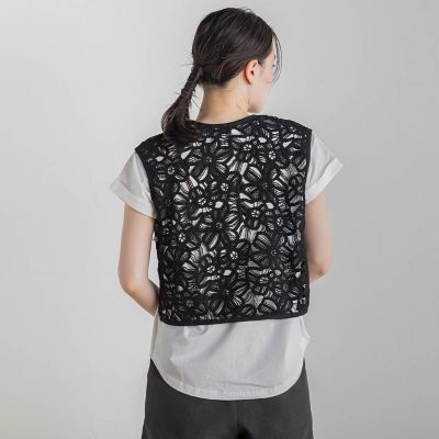新品 未着 ドロワットロートレアモン コットンメッシュ編みベスト2023SS ドロワットロートレアモン（Droite lautreamont）/コットンレース