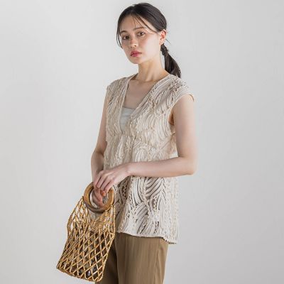 Droite lautreamont (Women)/ドロワットロートレアモン チュールコード刺繍ビスチェ≪洗濯機で洗える≫