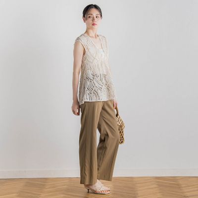 チュールコード刺繍ビスチェ≪洗濯機で洗える≫