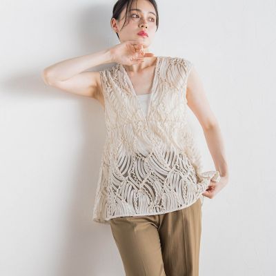 チュールコード刺繍ビスチェ≪洗濯機で洗える≫