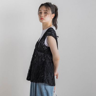 チュールコード刺繍ビスチェ≪洗濯機で洗える≫