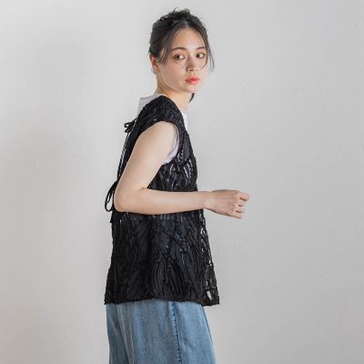 チュールコード刺繍ビスチェ≪洗濯機で洗える≫