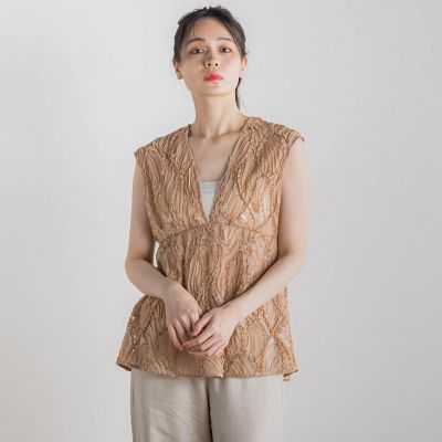 チュールコード刺繍ビスチェ≪洗濯機で洗える≫