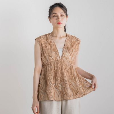チュールコード刺繍ビスチェ≪洗濯機で洗える≫