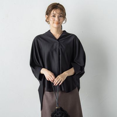 Droite lautreamont (Women)/ドロワットロートレアモン セミシアースキッパーブラウス&#8810;洗濯機で洗える&#8811; 04ブラック トップス【三越伊勢丹/公式】