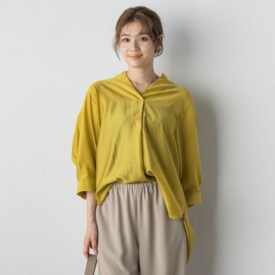 Droite lautreamont (Women)/ドロワットロートレアモン セミシアースキッパーブラウス&#8810;洗濯機で洗える&#8811; 08イエロー トップス【三越伊勢丹/公式】