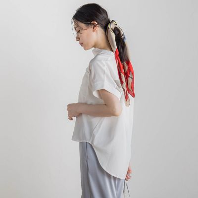 【ＷＥＢ限定】麻調バックヨークテープ切替えブラウス≪洗濯機で洗える≫