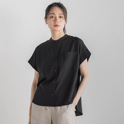 【ＷＥＢ限定】麻調バックヨークテープ切替えブラウス≪洗濯機で洗える≫