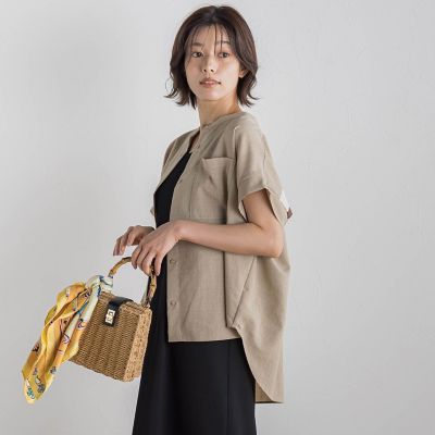Droite lautreamont (Women)/ドロワットロートレアモン 【ＷＥＢ限定】麻調バックヨークテープ切替えブラウス≪洗濯機で洗える≫