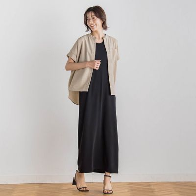 【ＷＥＢ限定】麻調バックヨークテープ切替えブラウス≪洗濯機で洗える≫