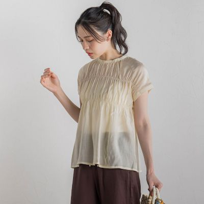 ＜Droite lautreamont (Women)＞【ＷＥＢ限定】シルキーシャーリングブラウス≪手洗い可能≫