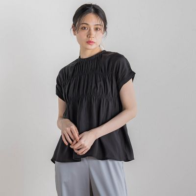 【SALE】Droite lautreamont (Women)/ドロワットロートレアモン シルキーシャーリングブラウス&#8810;手洗い可能&#8811; 04ブラック トップス【三越伊勢丹/公式】