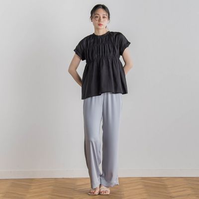 WEB限定】シルキーシャーリングブラウス≪手洗い可能
