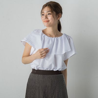 【SALE】Droite lautreamont (Women)/ドロワットロートレアモン ワンダーウェーブクロスブラウス&#8810;手洗い可能&#8811; 02オフホワイト トップス【三越伊勢丹/公式】