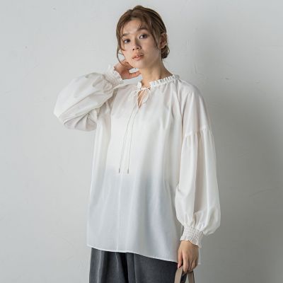 Droite lautreamont (Women)/ドロワットロートレアモン セミシアーフリルブラウス&#8810;洗濯機で洗える&#8811; 02オフホワイト トップス【三越伊勢丹/公式】