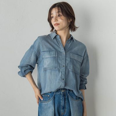 ＜Droite lautreamont (Women)＞シアーデニムシャツ≪洗濯機で洗える≫