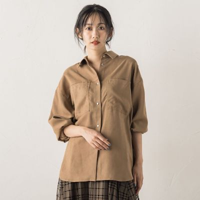 Droite lautreamont (Women)/ドロワットロートレアモン フェイクスエードシャツ&#8810;洗濯機で洗える&#8811; 11キャメル トップス【三越伊勢丹/公式】