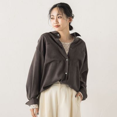 Droite lautreamont (Women)/ドロワットロートレアモン フェイクスエードシャツ&#8810;洗濯機で洗える&#8811; 20チャコールグレー トップス【三越伊勢丹/公式】