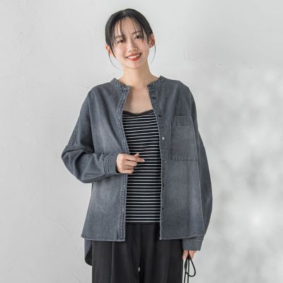 バンドカラーデニムシャツ≪洗濯機で洗える≫ | Droite lautreamont